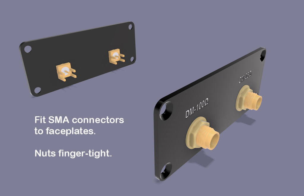 Assembly step 2 — SMA connectors fitted to faceplates