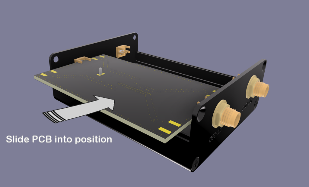 Assembly step 4 — PCB slid into position