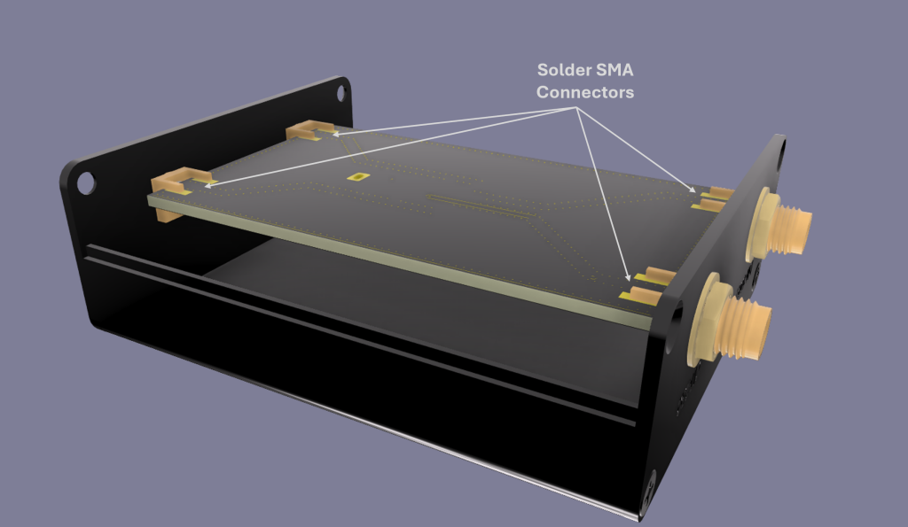 Assembly step 5 — SMA ground pins soldered