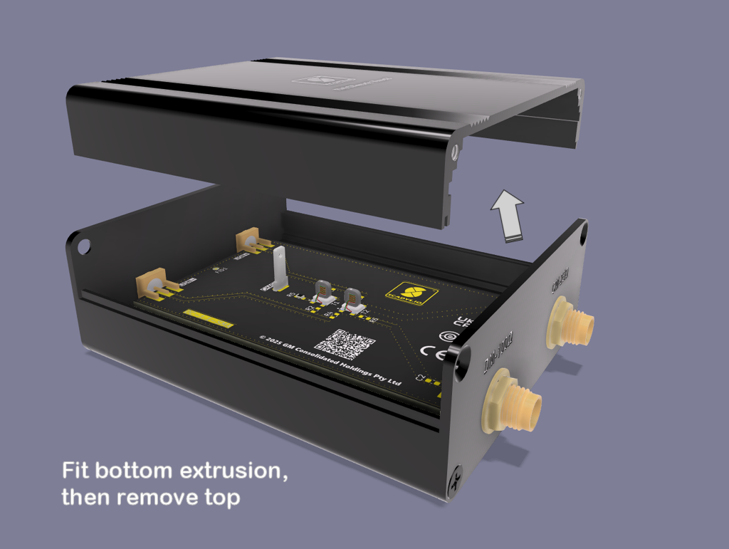 Assembly step 6 — bottom extrusion fitted, top removed