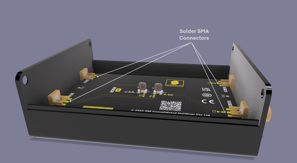Assembly step 7 — SMA top pins soldered